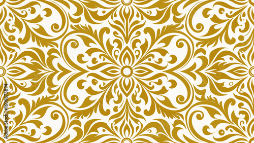 seamless pattern ornamental design golden color isolated white backgrounds for knitted fabric textured, fabric printing, birthday invitations cover,gold, damask, ethnic, invitation, luxury, material, 
