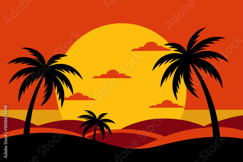sunset   palms