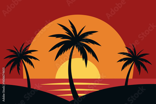 sunset   palms