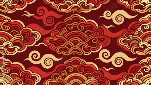 clouds lines illustration dark red patterned ornamental chinese designs backgrounds for patterned fill, webs pages, surface textures, books covers, elegance, elegant, invitation, material, ornament, 