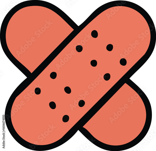 Two crossed adhesive bandages, simple illustration.