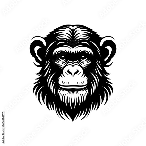Wallpaper Mural A black and white illustration of a monkey isolated on white background Torontodigital.ca
