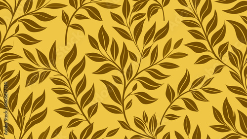 Vector illustration golden Seamless pattern with hand drawn branches and leaves for Fashionable textile, book covers, gold - metal, drawing - art product, bunch of flowers, bridal shower, seamless