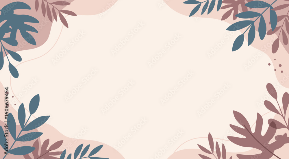 Fototapeta premium Elegant botanical frame with soft colors for invitations and branding projects