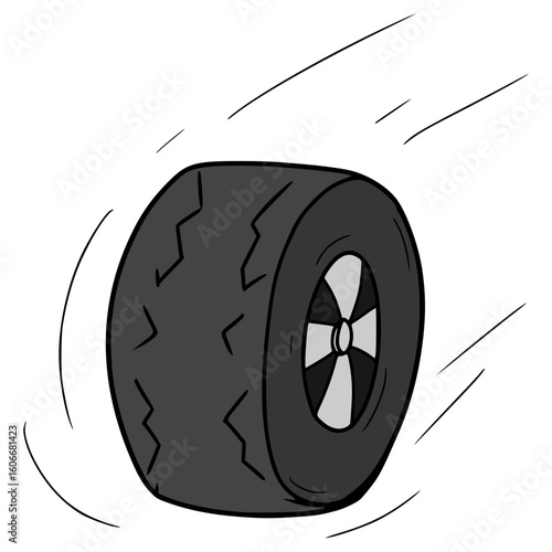 rolling wheels illustration hand drawn isolated vector