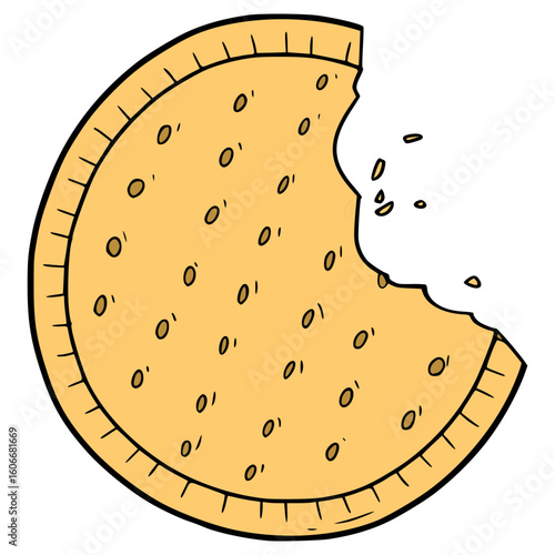 Marie biscuit gets bite illustration hand drawn isolated vector