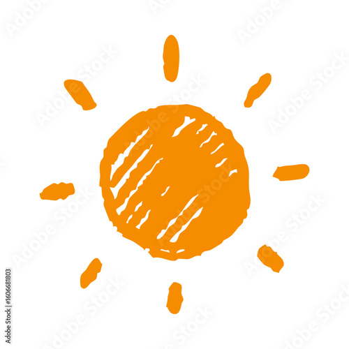 太陽　手書き　ラフ　オレンジ　ベクター