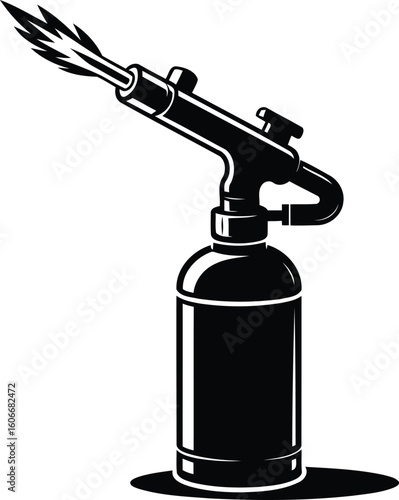 Blow Torch with Flame Silhouette Vector Illustration, Transparent Background.