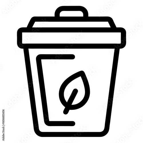 Recycling Bin Icon – Minimal Black Line Vector for Eco Waste Management Design