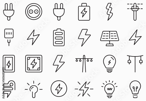 Electrical power energy symbols electricity plug