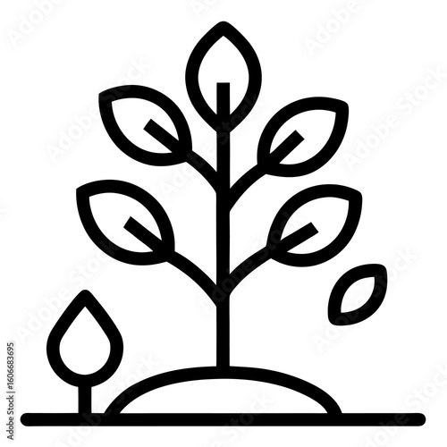 Tree Planting Icon – Black Outline Vector for Environmental and Reforestation Projects