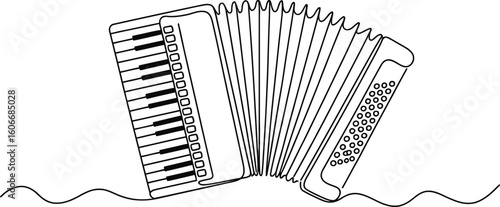 Simple line drawing of an accordion musical instrument