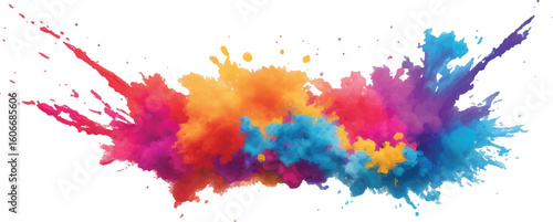  Abstract Holi Color Explosion – Isolated Bright Rainbow Powder Splash on White for Vibrant Festival Graphics
