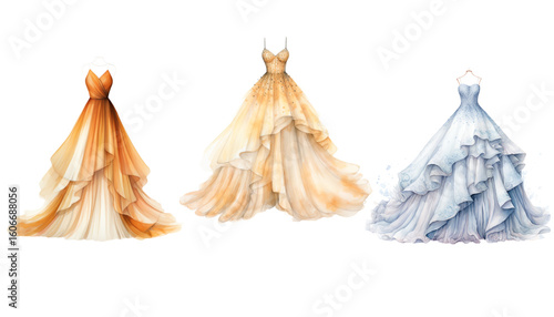 set of winter clothes, set of clothes pins vector illustration. vector illustration of a set of women, carbonated bridal gown Watercolor 