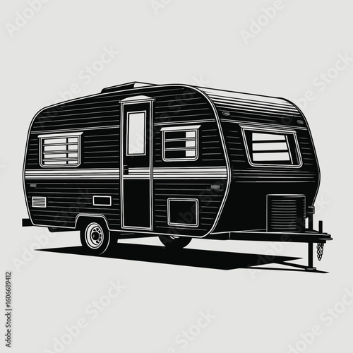 Vintage travel trailer illustration