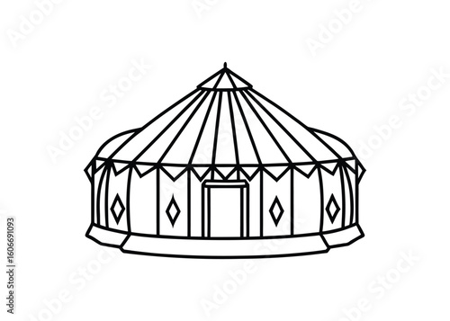Silhouette of yurt isolated on a white background