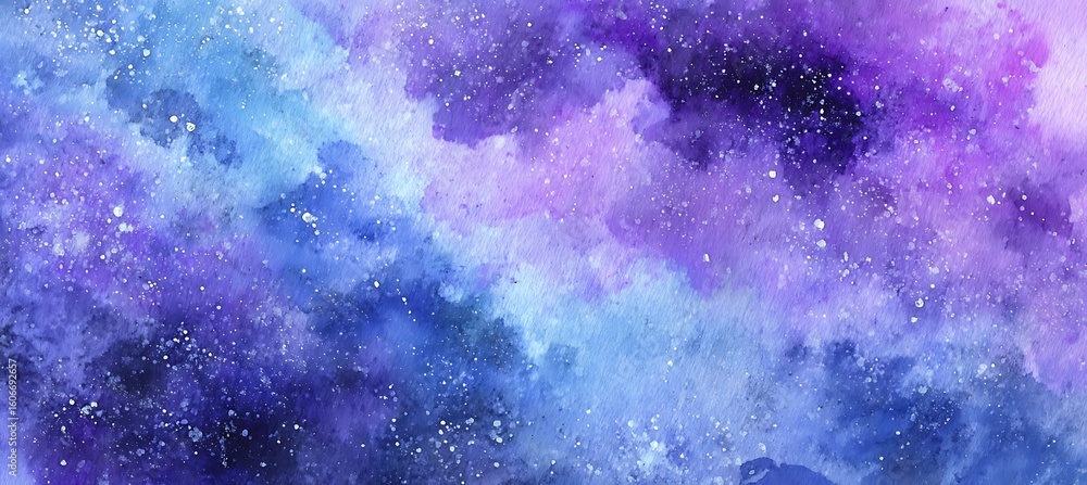 Fototapeta premium Cool purple to icy blue watercolor background 