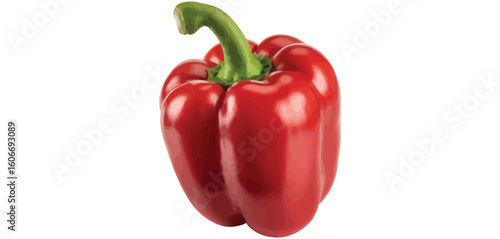 Vibrant red bell pepper isolated on white background