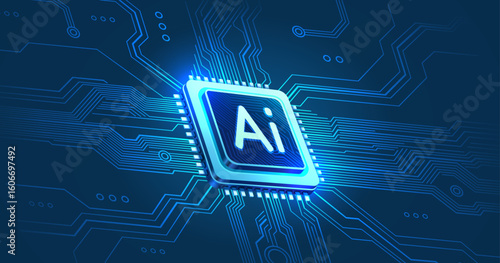 Ai chip, innovation tech, ai art technology. Vector illustration