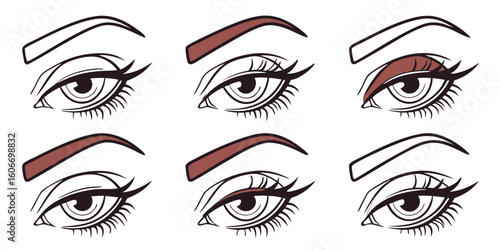 Eye makeup and eyebrow styling options