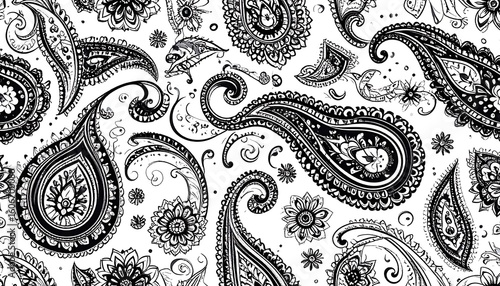 Black and white paisley pattern