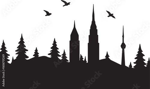 Big Ben and Houses of Parliament London silhouette at sunset