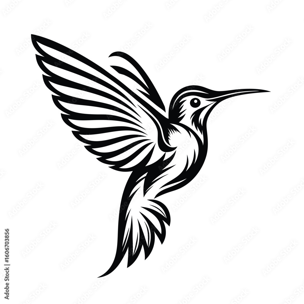 Fototapeta premium humming bird art silhouette