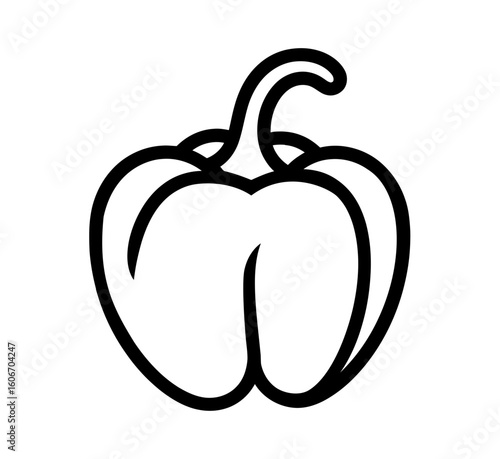 Bell pepper outline design creates a simple and modern cooking ingredient icon, perfect for logos related to food or nutrition visuals.