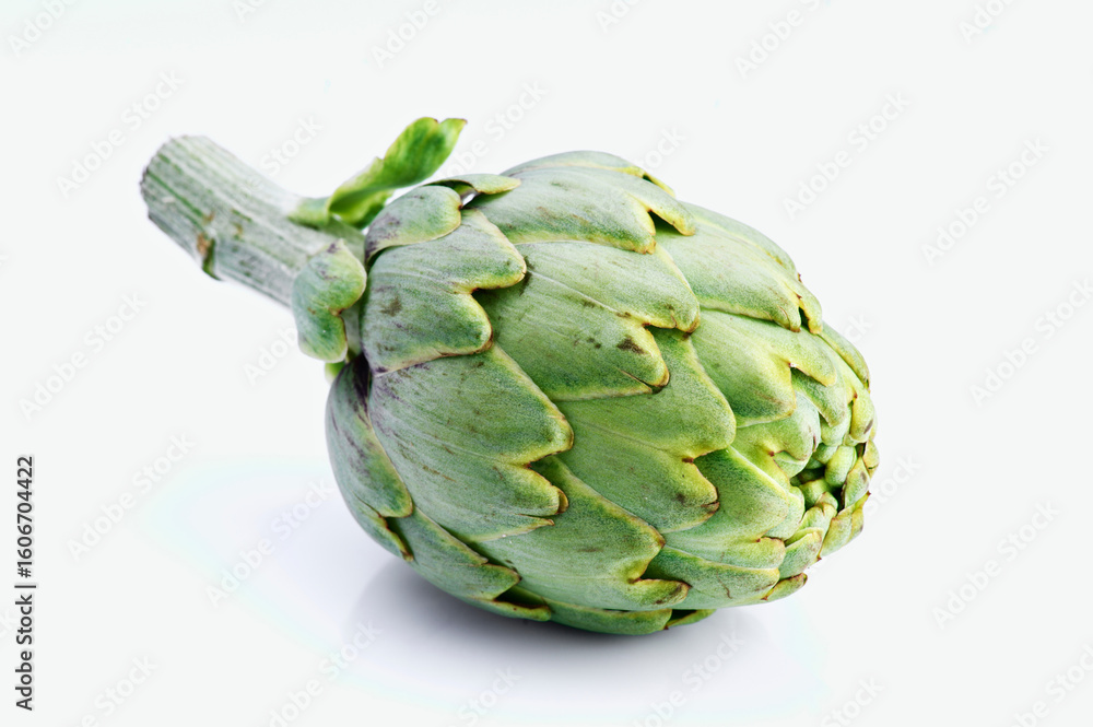 Obraz premium Fresh artichoke vegetable lying on white background