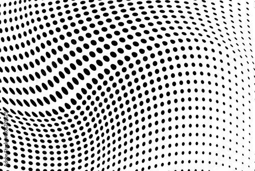 Chaotic halfton background of black dots on white