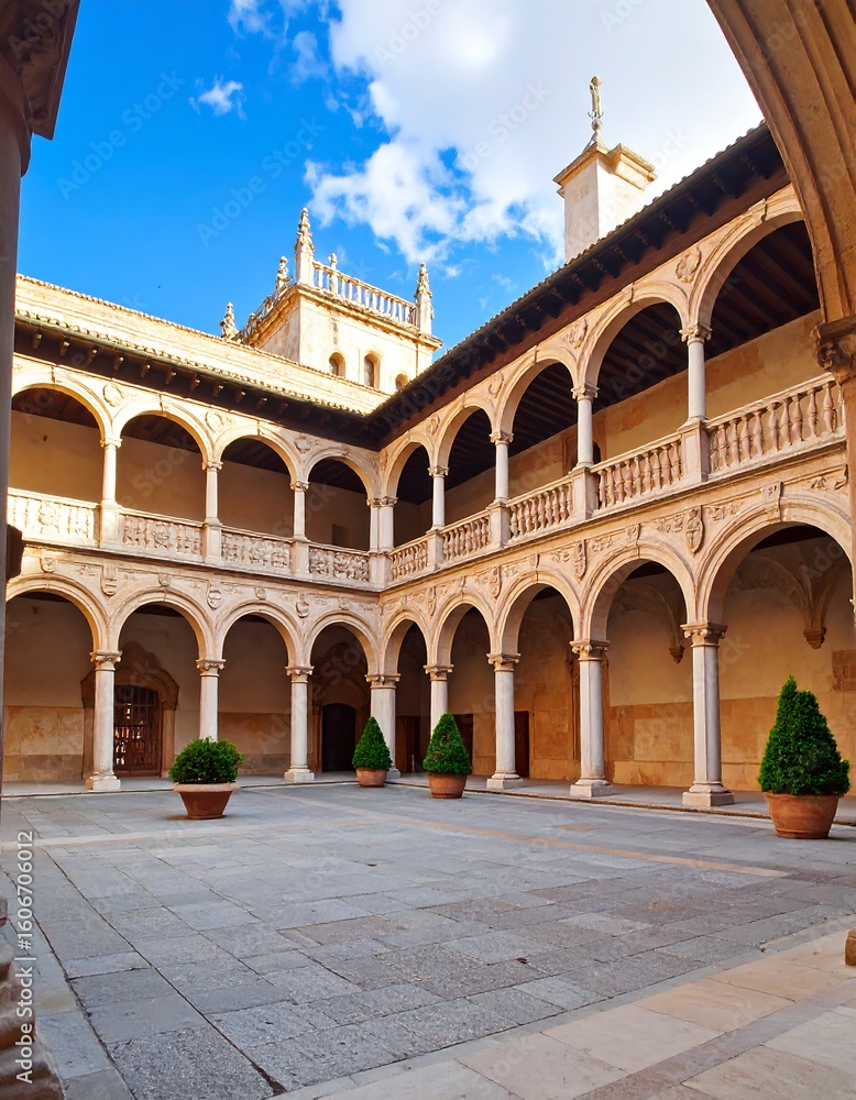 Fototapeta premium Ancient courtyard with arches