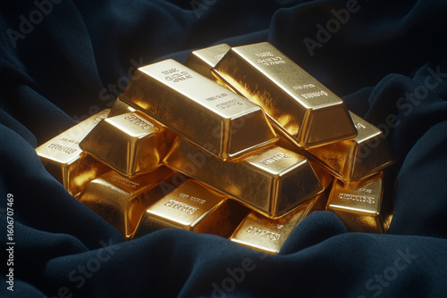 Stack of Gold Bars on Black Velvet
