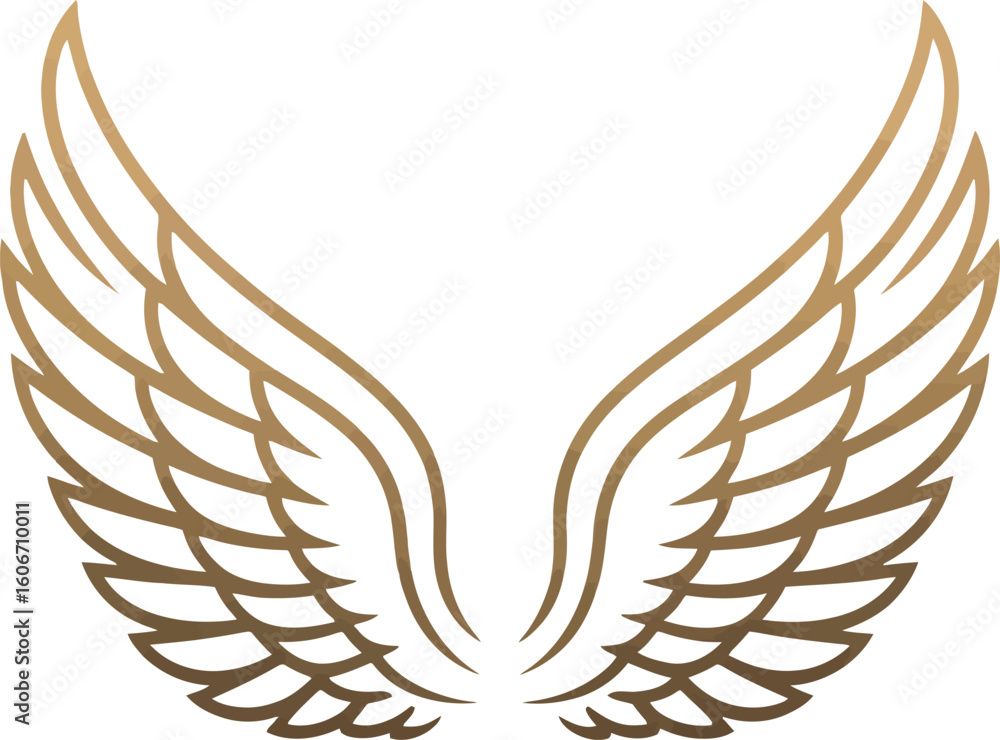 Obraz premium Elegant Golden Wings: Abstract Line Art, Symbolic of Freedom and Flight, Perfect for Luxury Branding.