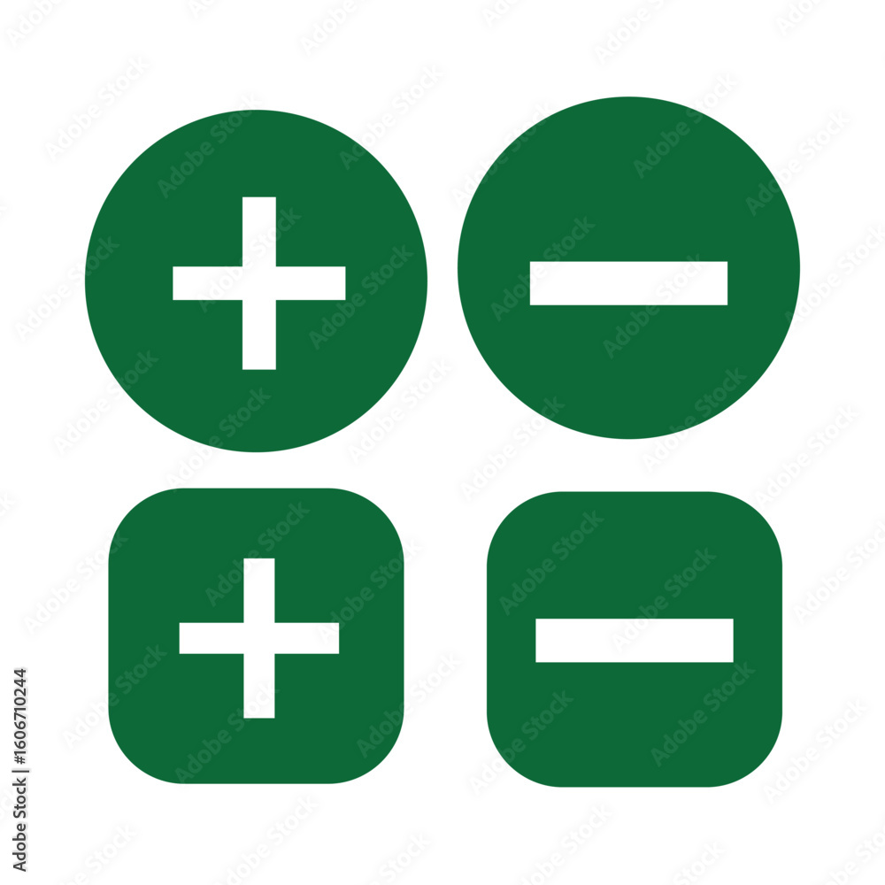 Fototapeta premium Plus minus circular element icon vector illustration. Add and remove round button icons