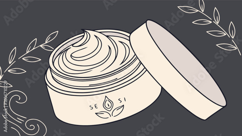 Organic face cream moisturizer in jar for skincare routine and beauty treatment for healthy skin 100 characters