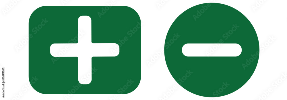 Fototapeta premium Plus minus circular element icon vector illustration. Add and remove round button icons