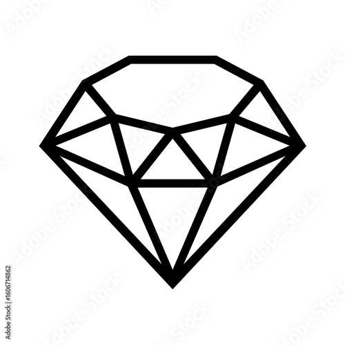 Elegant black line diamond graphic, ideal for jewelry store branding or precious gem icon designs, suitable as a logo or symbol.