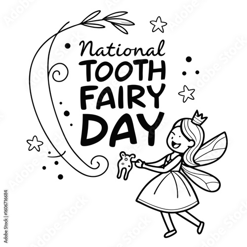 NATIONAL TOOTH FAIRY DAY vector illustration