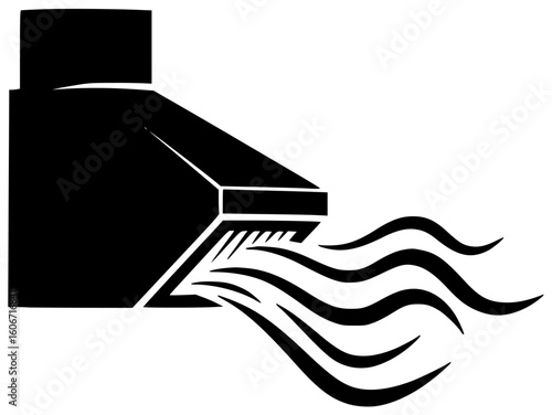 Black silhouette vector icon logo illustration of a dryer tumbling clothes in a laundry room with digital display showing drying time and vent releasing warm air while cleaning lint trap and drying to