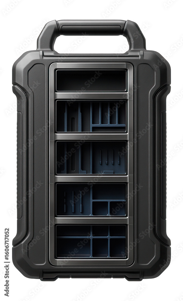 Obraz premium Vertical tool storage case with a built-in organizer for a compact workspace.