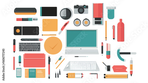 Freelance remote work vector graphic design showing person working on laptop from home or cafe, modern digital nomad lifestyle, flexible career and independent self-employment concept