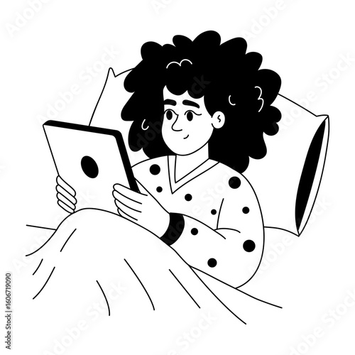 A hand drawn style illustration showing watching movie
