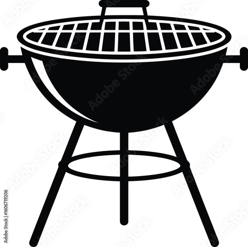 Simple Black and White Grill Illustration Ideal for Summer Barbecues and Outdoor Cooking Designs Perfect for Icons Logos and Other Creative Projects that Need a