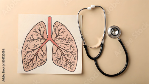 Stethoscope and heart on white background, a medical tool for healthcare and cardiology examinations