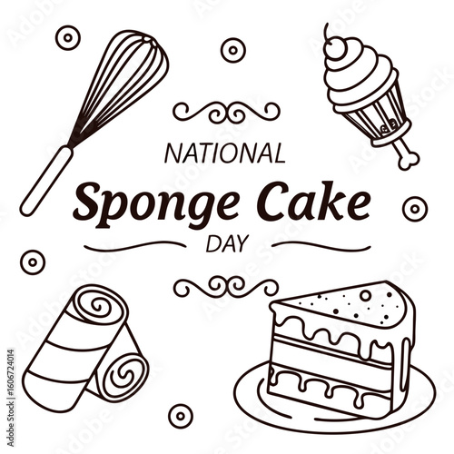 NATIONAL SPONGE CAKE DAY vector illustration