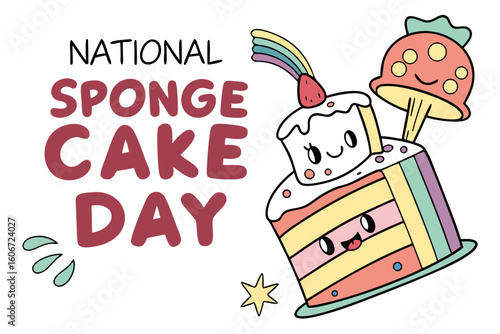 NATIONAL SPONGE CAKE DAY vector illustration