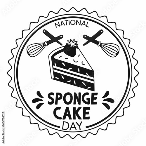 NATIONAL SPONGE CAKE DAY vector illustration