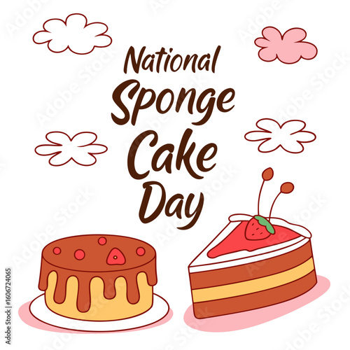 NATIONAL SPONGE CAKE DAY vector illustration