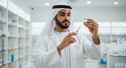 Pharmacist Preparing Medicine in Pharmacy