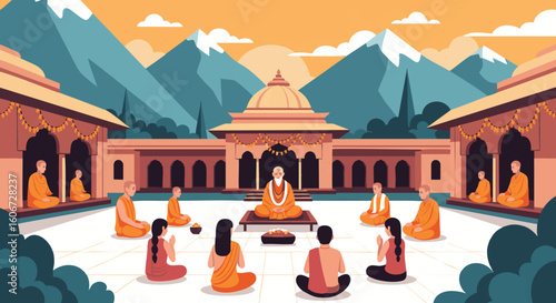 Spiritual Meditation in Ancient Temple Mountains
